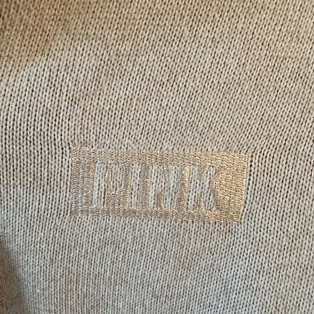 PINK Victoria's Secret Cream Embroidered Logo Knit Top - Picture 2 of 4